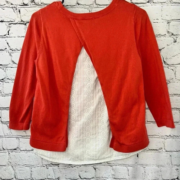 Boden Women’s Mixed Media Crew Neck Sweater with Built in Eyelet‎ Blouse Small - Picture 2 of 10